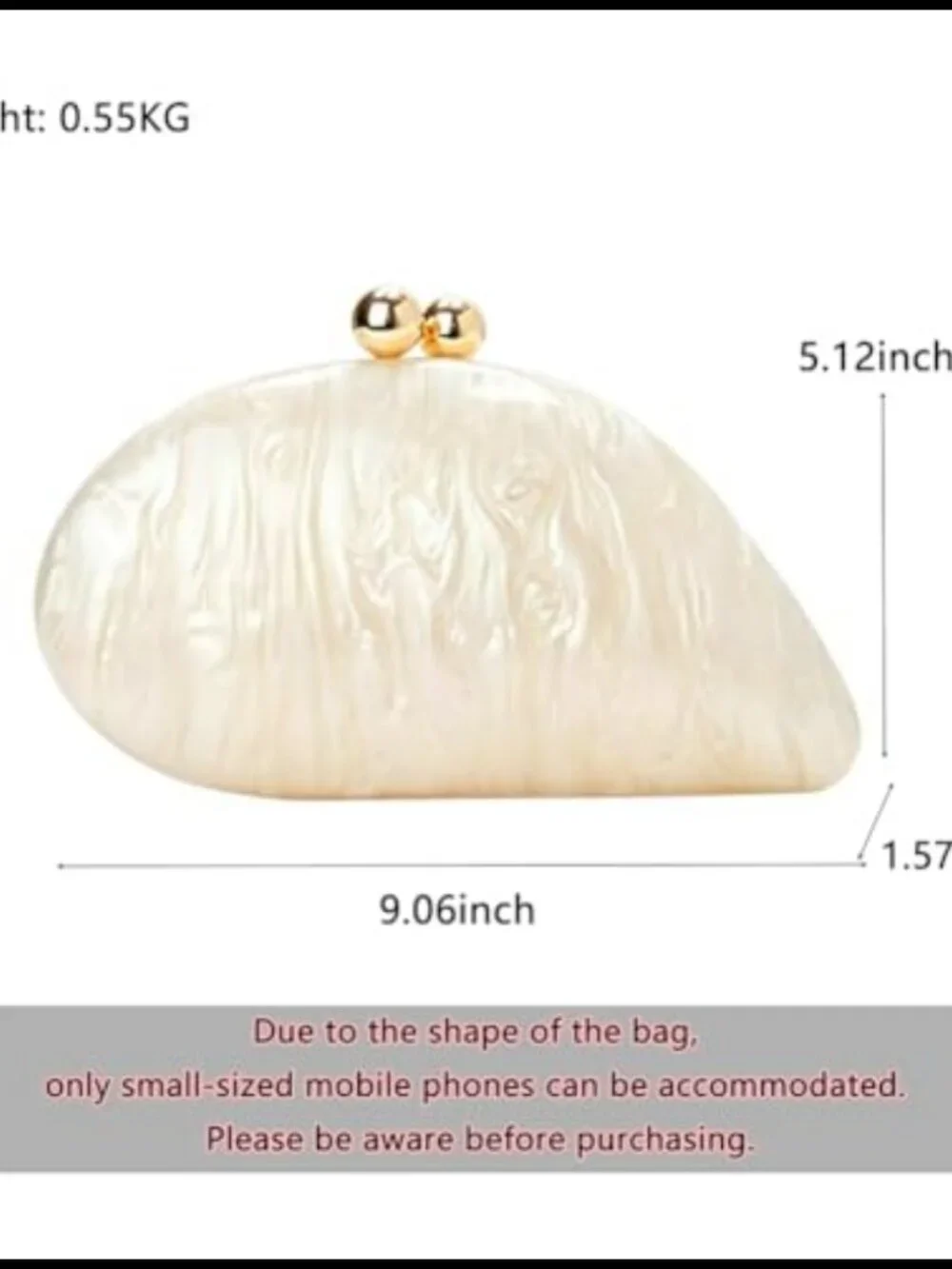 Acrylic Snail Shell Clutch Detachable Chain Evening Bag